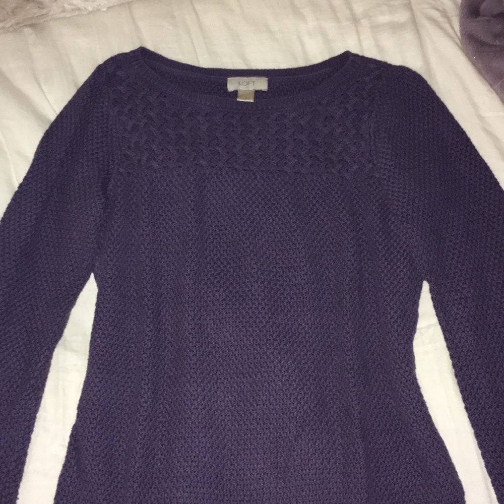 LOFT Purple Crocheted Sweater